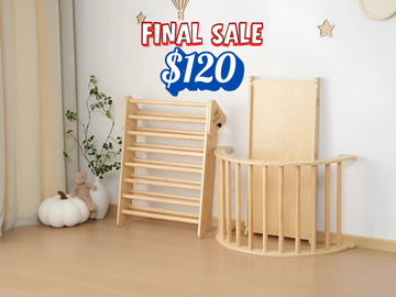 7in1 Montessori Pikler Triangle Set – Foldable Wooden Climber for Toddlers Indoor Playground (Ages 1–6)