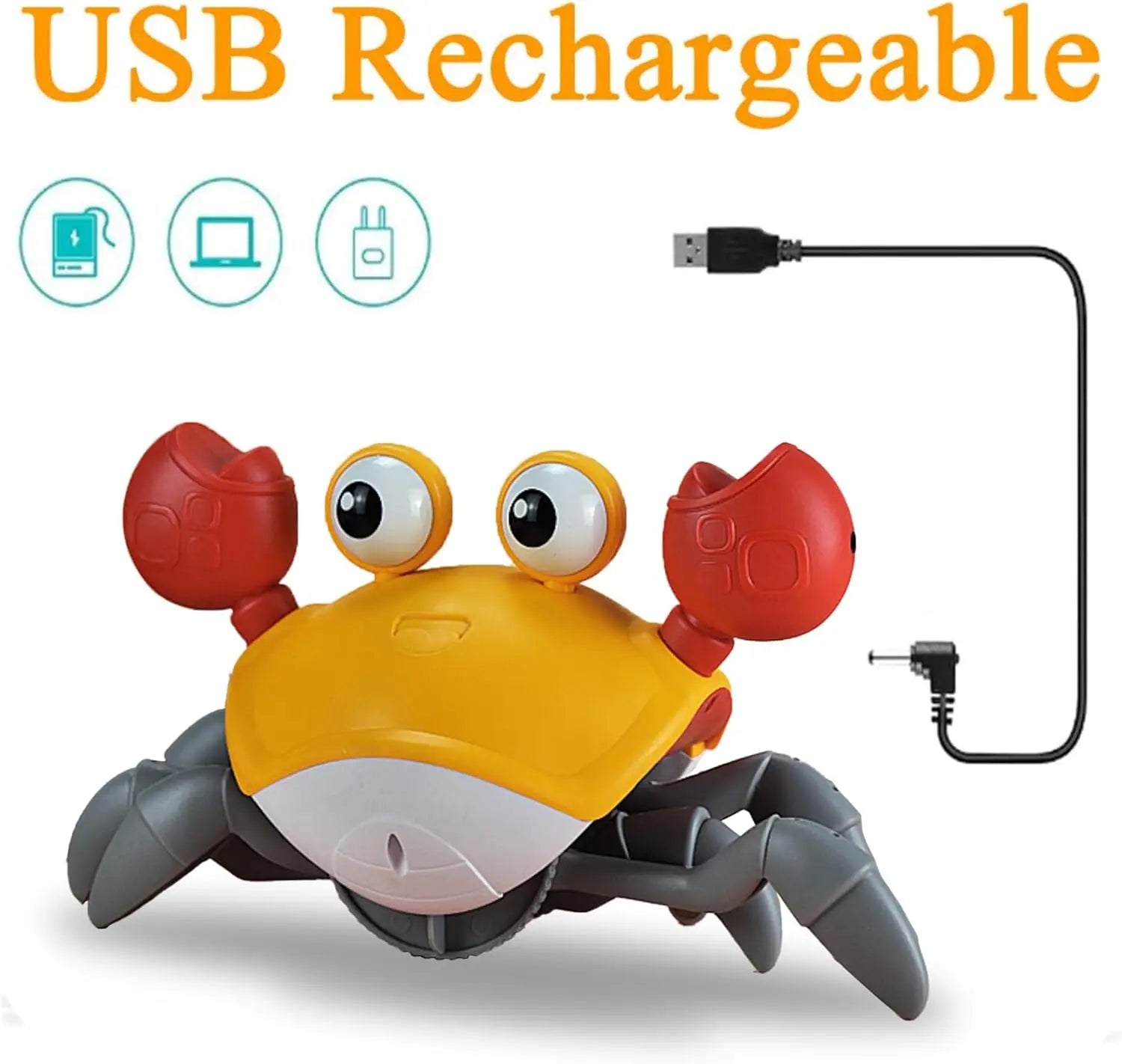 Crawling Crab Baby Toy - Infant Tummy Time Toys, Crabs with Light Up Music