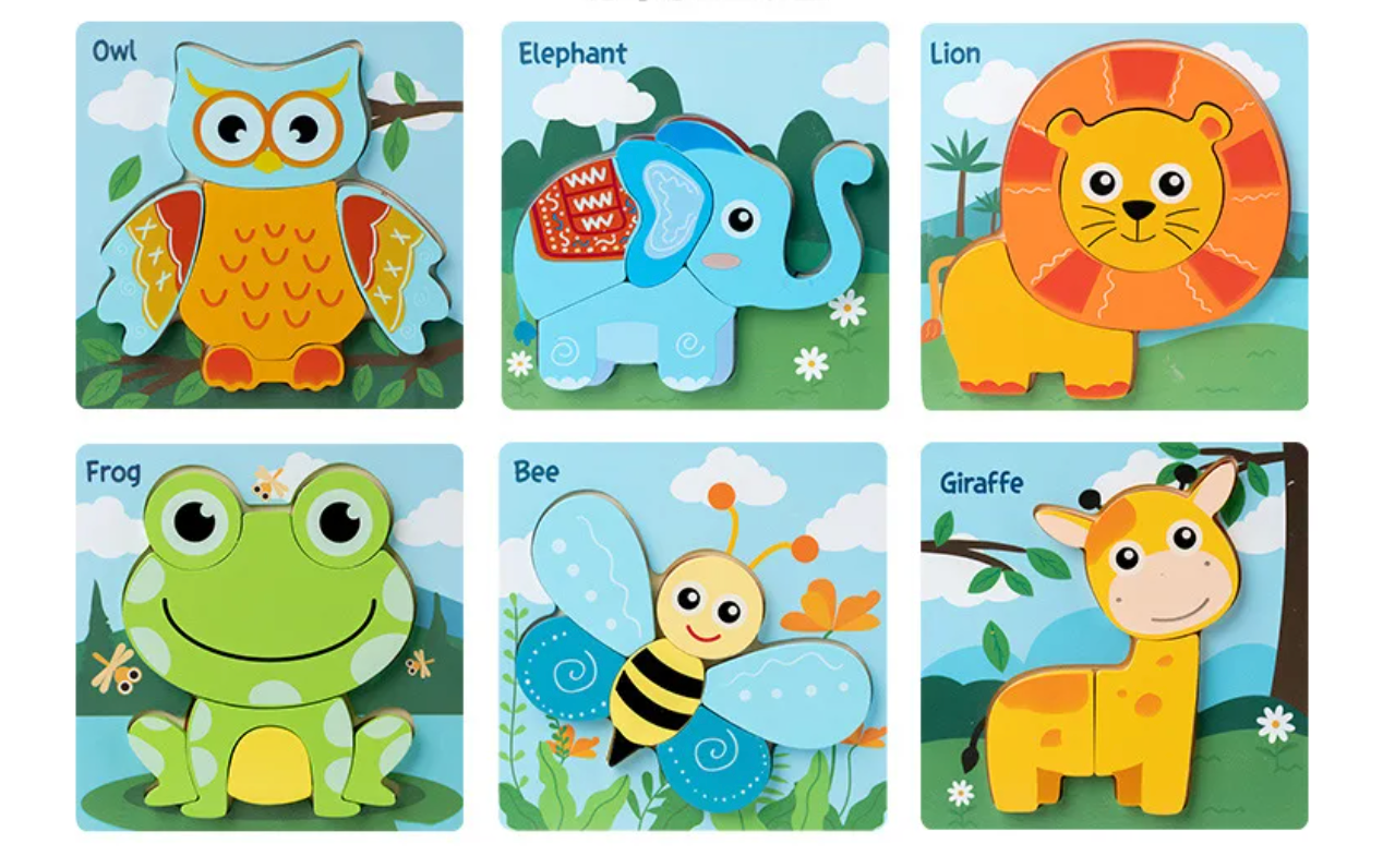 6 Pack Animal Puzzles Learning Educational Toys