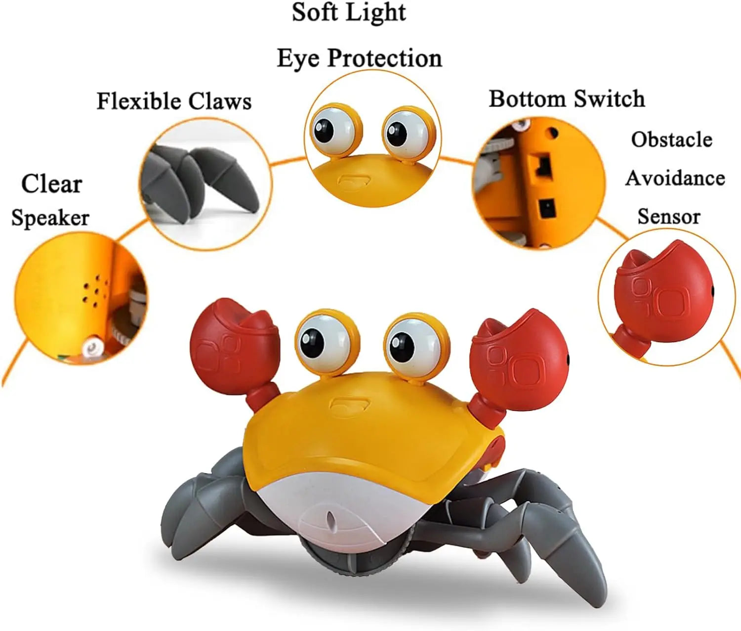 Crawling Crab Baby Toy - Infant Tummy Time Toys, Crabs with Light Up Music