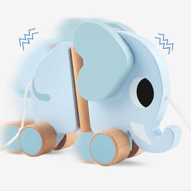Children's Toys Elephant Wooden Push