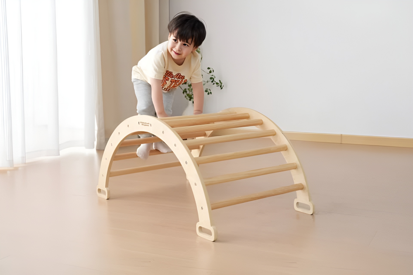 [Plus a Gift] Pikler Triangle Set with a Climbing Arch, and a double-sided Ramp. Foldable Triangle Wood