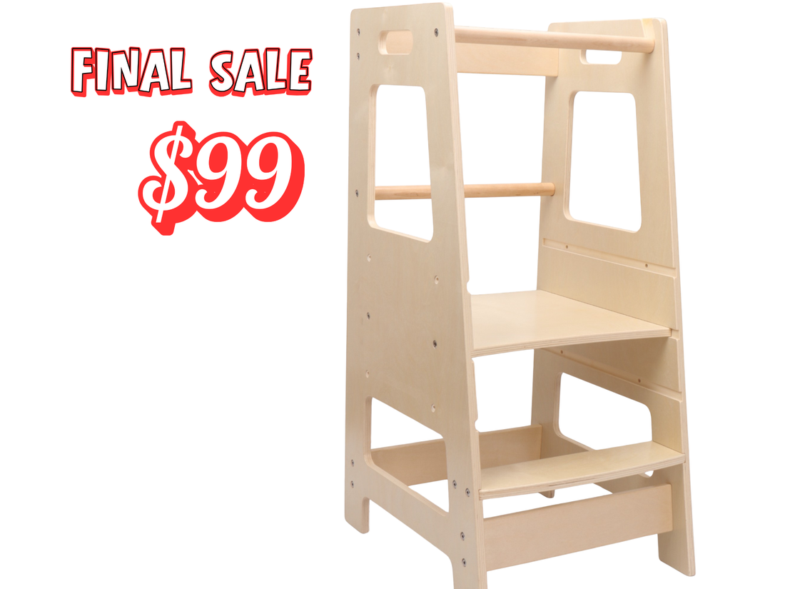Montessori Learning Tower – Adjustable Wooden Step Stool for Toddlers Kitchen Helper