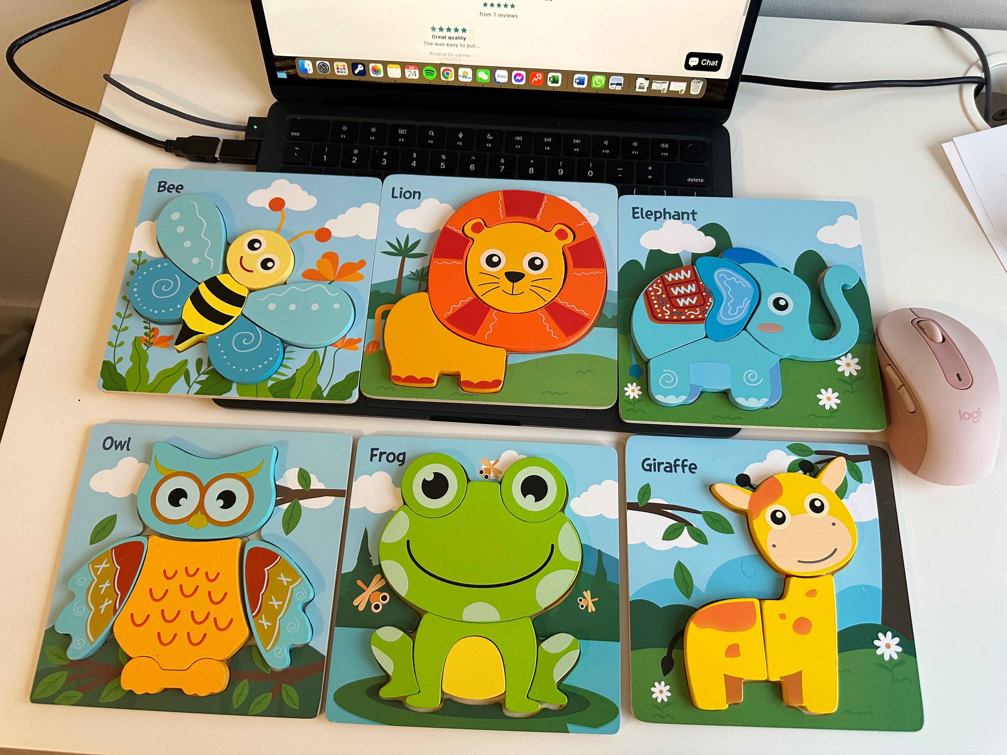 6 Pack Animal Puzzles Learning Educational Toys