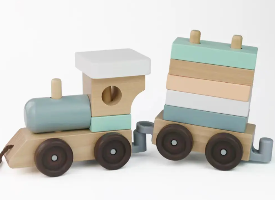 Puzzle Baby Early Education Wooden Train Set Baby Trailer Blocks Shape Matching Wooden Toy Train