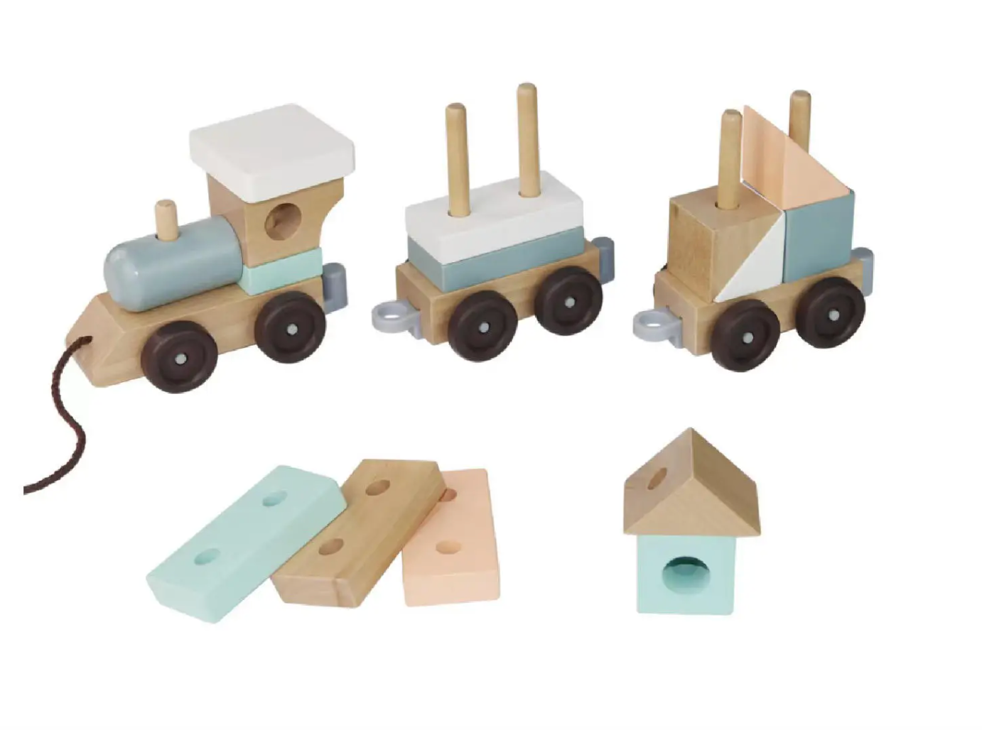Puzzle Baby Early Education Wooden Train Set Baby Trailer Blocks Shape Matching Wooden Toy Train