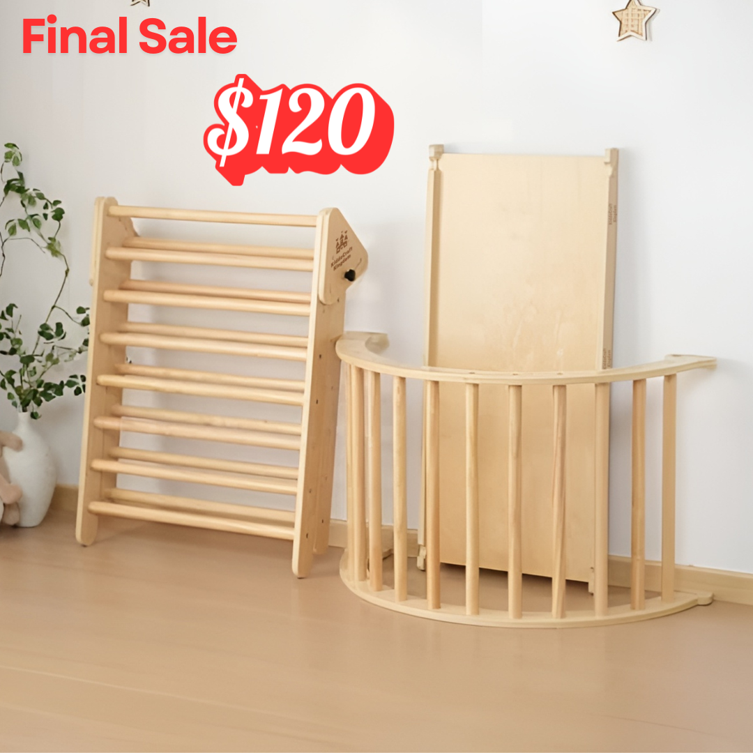 7in1 Montessori Pikler Triangle Set – Foldable Wooden Climber for Toddlers Indoor Playground (Ages 1–6)